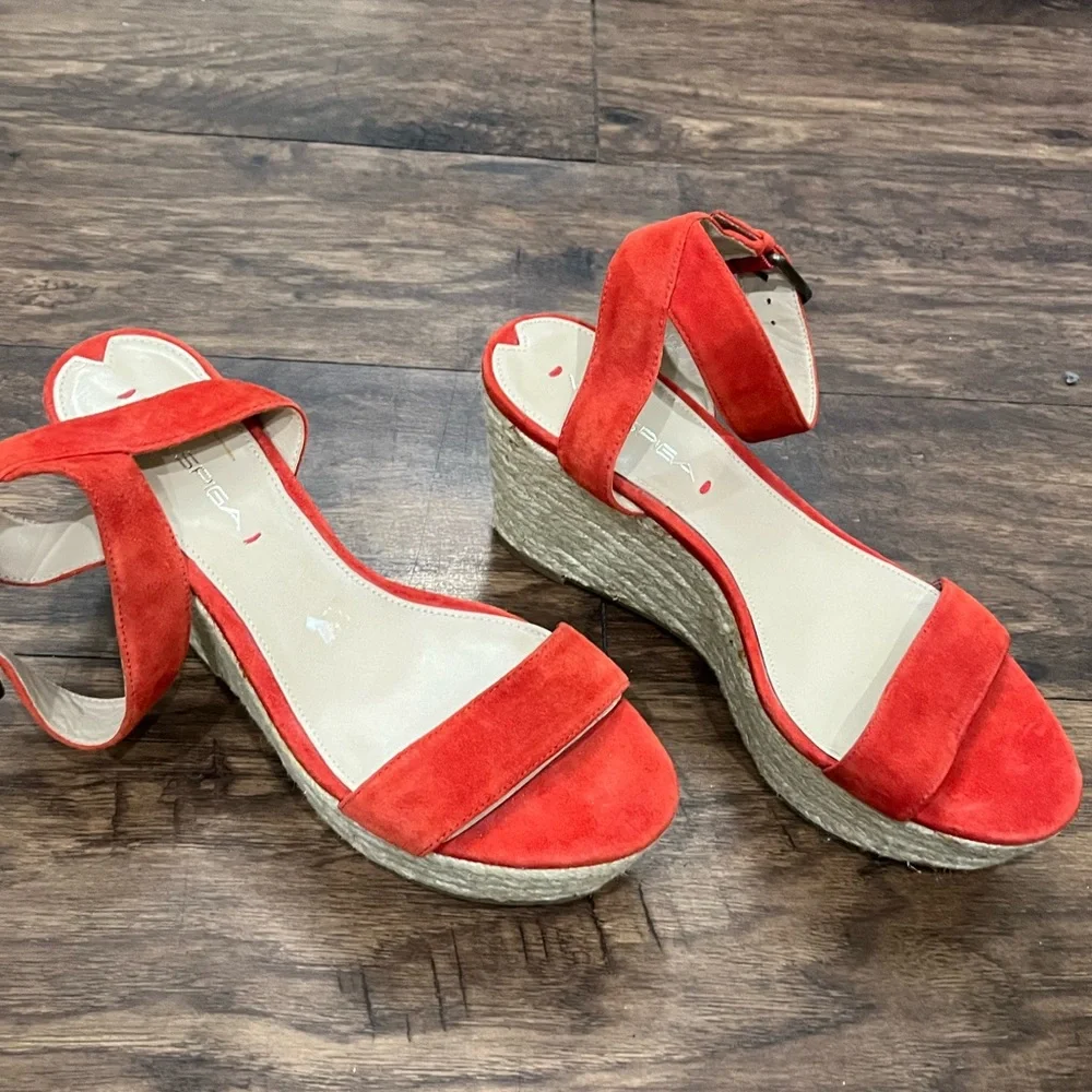 Via Spiga‎ Orange Suede Espadrille Wedge Sandals Sz. 7